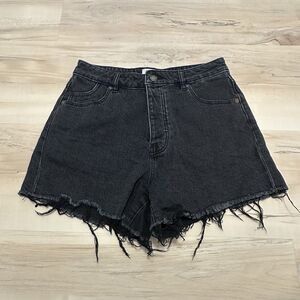 Rollas Size 28 High Rise‎ Cut-Off Original Short Jean Shorts Denim Washed Black